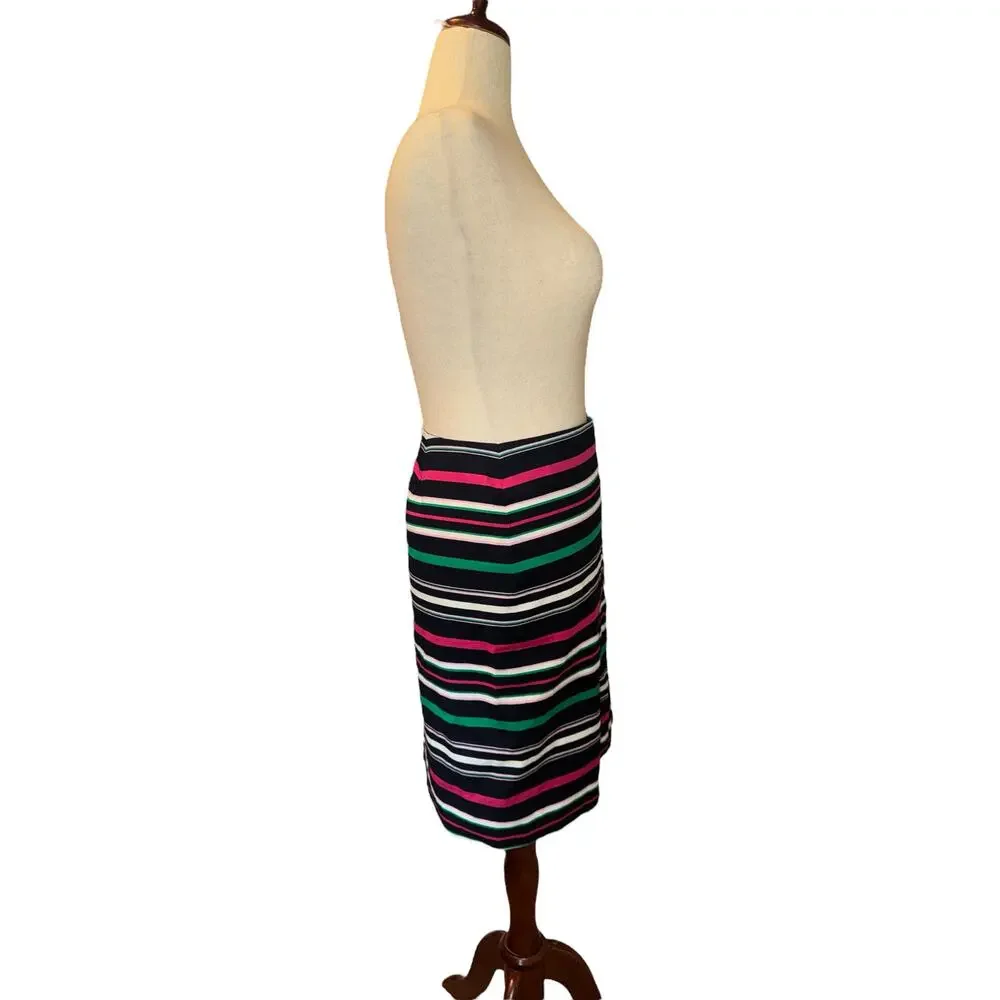 Talbots Skirt | Navy‎ Striped | Side Zip | Lined | Petite 14